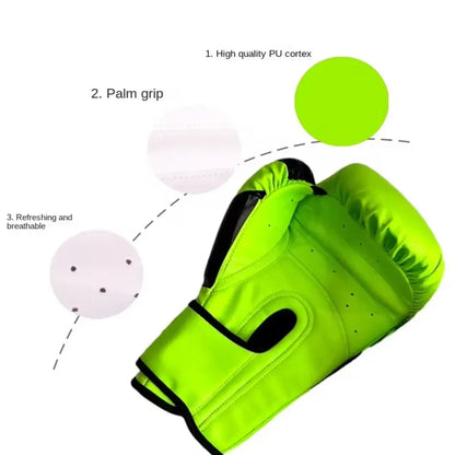 6/10/12/14Oz Kids Adult Boxing Gloves Breathable Professional Sanda Muay Thai Fighting Gloves PU Workout Gloves