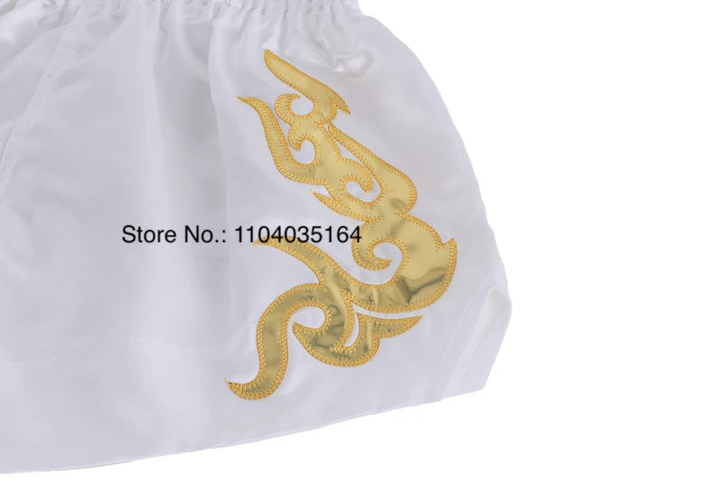 Muay Thai Shorts Black Boxing Shorts Men Women Child Satin Martial Arts MMA Clothing Gym Cage Fight Grappling Kickboxing Pants