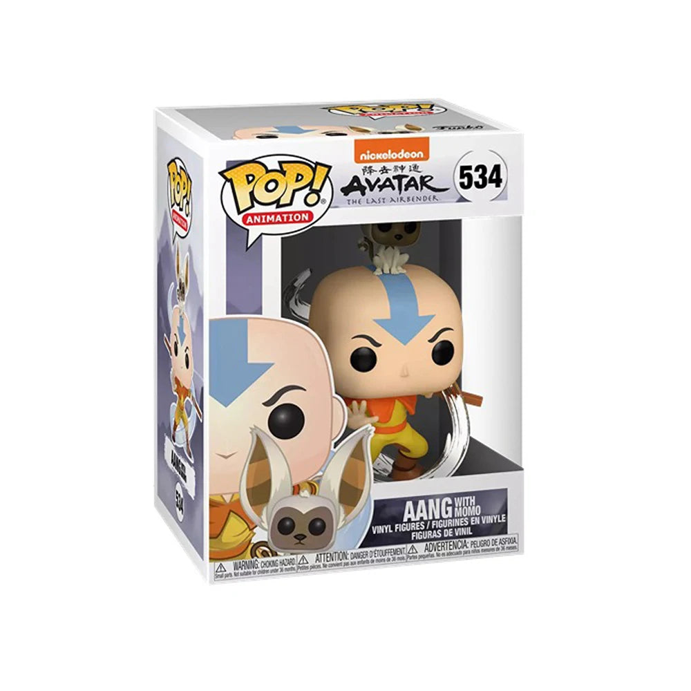 FUNKO Action Toy Figures Avatar Peripherals Q-version Aang with Momo Exquisite Doll Model Collect Decorative Ornaments Gift
