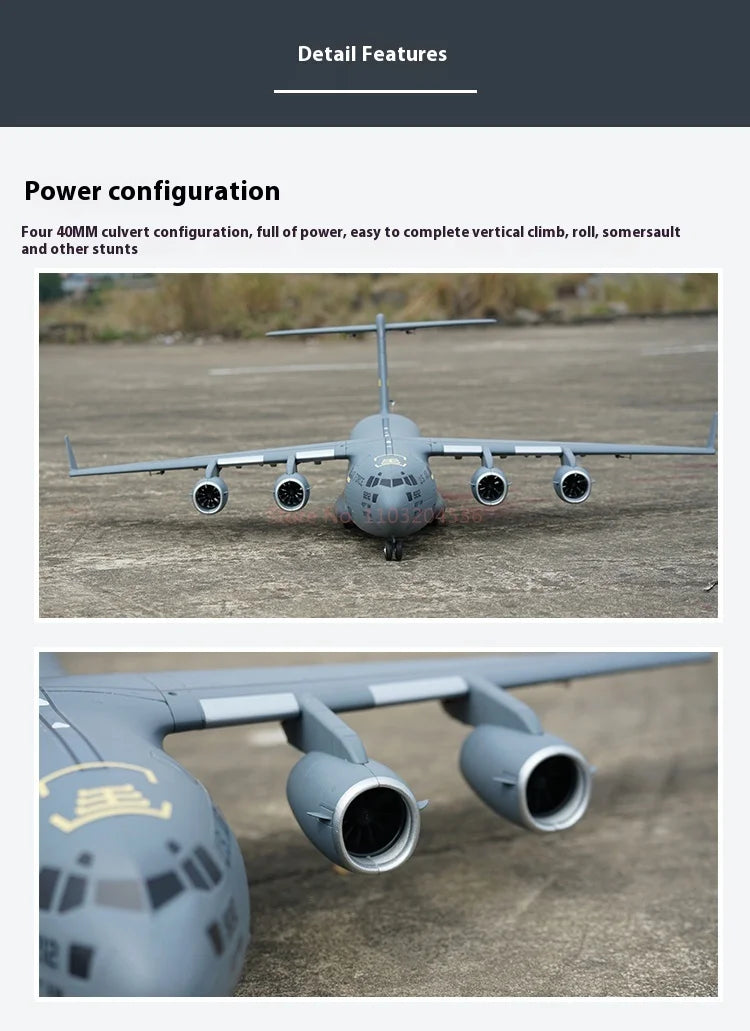 Xfly 40mm C17 Transport Aircraft Four Engine Jet Ducted Model Aircraft Rc Plane Electric Model Aircraft Assembly Fixed Wing