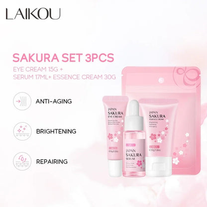 3pcs/Set LAIKOU Vitamin C Facial Set for Hydrating Moisturizing Whitening and Brightening