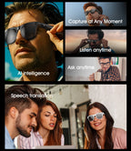 Smart Glasses for Men Women Translation Earphones AI Voice Assistant Sunglasses HD Camera Function Photo Video Music Glasses