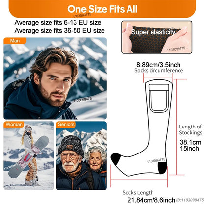 New Heated Socks Rechargeable 6000mah Electric Heated Skiing Socks Snowboarding Outdoor Sports Foot Warmer Winter Thermal Socks