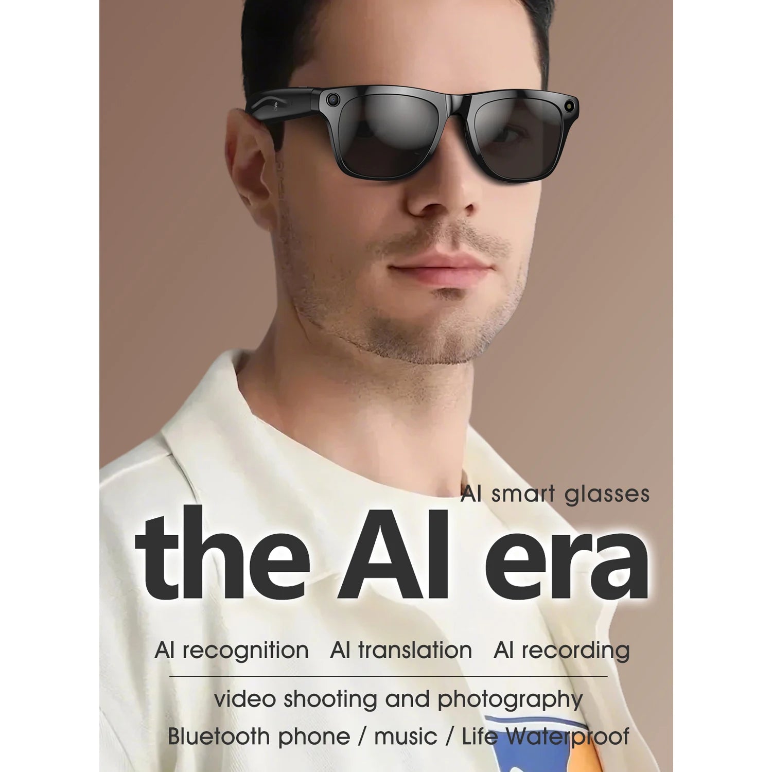 Smart Glasses for Men Women Translation Earphones AI Voice Assistant Sunglasses HD Camera Function Photo Video Music Glasses