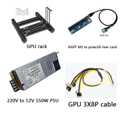 Laptop external graphics card dock mini pcie to pciex16 riser card set bracket + riser card + GPU power cable + power supply