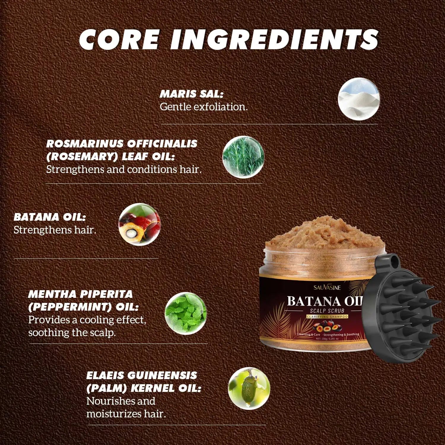 150g Batana Oil Scalp Scrub for Strengthening Hair Deep Cleaning Nourishing Soothing Shampoo for Sensitive Scalp Hair Care