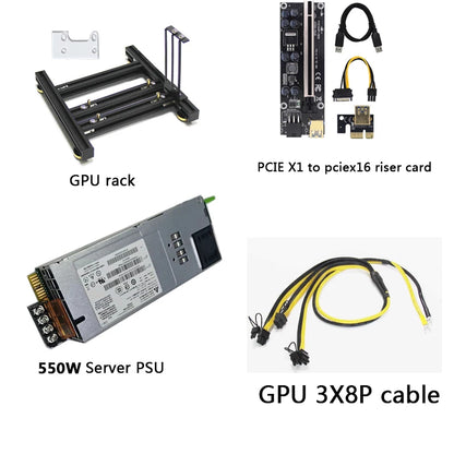 Laptop external graphics card dock mini pcie to pciex16 riser card set bracket + riser card + GPU power cable + power supply