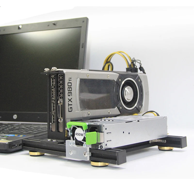 Laptop external graphics card dock mini pcie to pciex16 riser card set bracket + riser card + GPU power cable + power supply