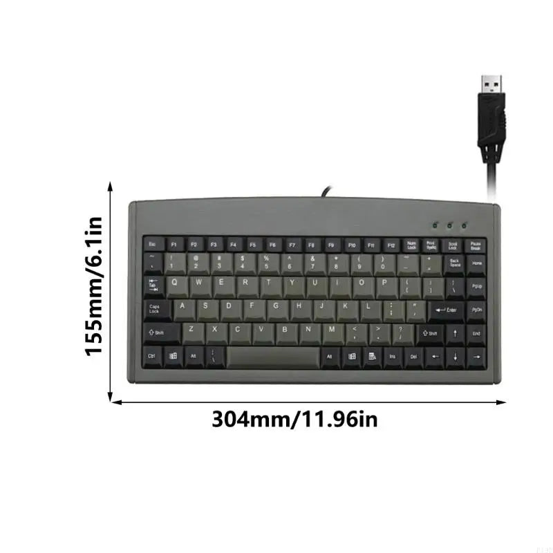 USB Wire Mini 88Key Ergonomic Keyboard Waterproof Keyboards for Office Cashier Industrial Use Durability Build Keyboard F19E