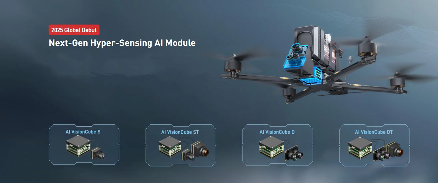 FPV AI Camera 1.2KM Ultra-Range 1/2.6'' 3.9mm 12mm Dual Cameras Multi-target locking Integrated Auto tracking&detection