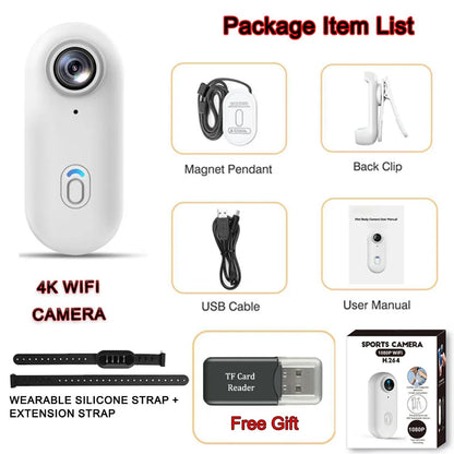 Magnetic POV 4K Ultra Mini Action Cam Wireless WiFi Wearable Camera YouTube Influencers Pocket Vlog Recorder HD  Travel Bodycam