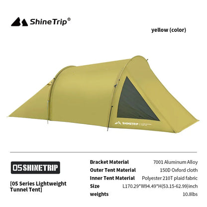 ShineTrip A491 Lightweight Double Camp Tunnel Tent Portable Large Space Multifunctional Sunscreen Oxford Motorcycle Travel Tent