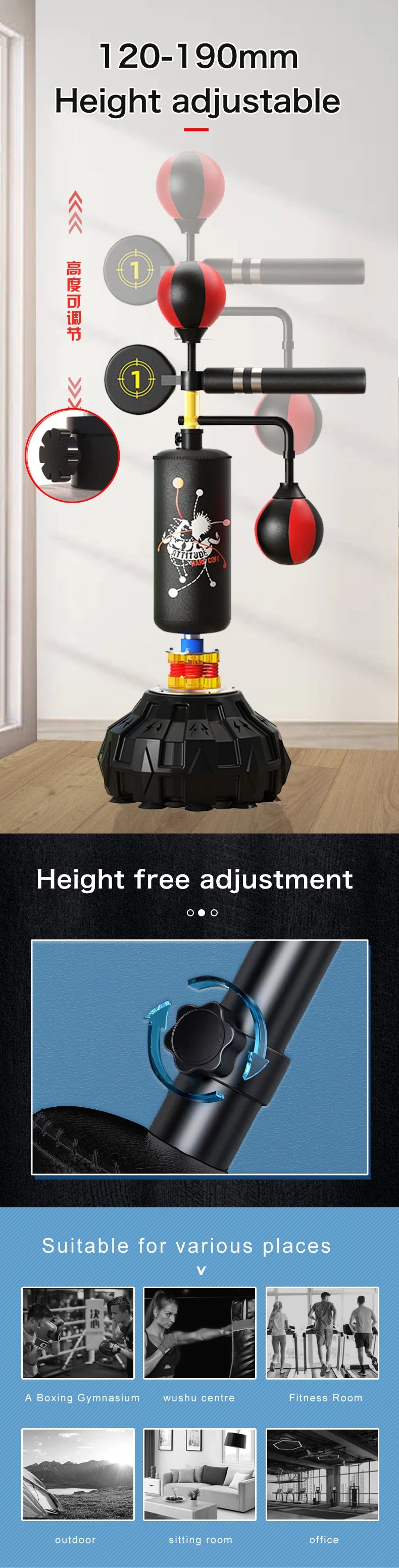 Adult Vertical Sandbag Reaction Target PU Material Punching Bags Rotating Dodge Training Equipment for Boxing and Martial Arts