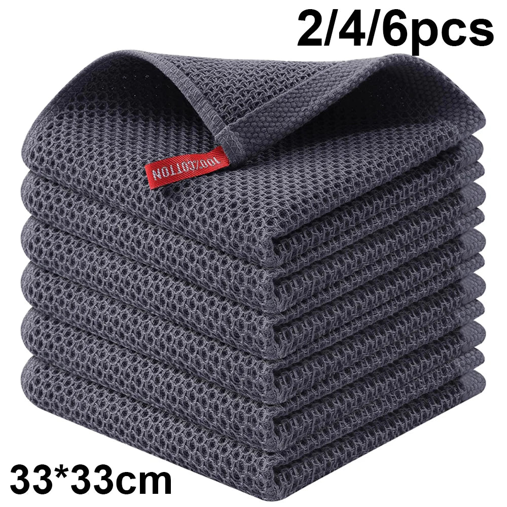 Olanly Cotton Towel Soft Absorbent Dishcloth Kitchen Dish Towels Honeycomb Breathable Face Wash Towel Household Clean Wash Cloth