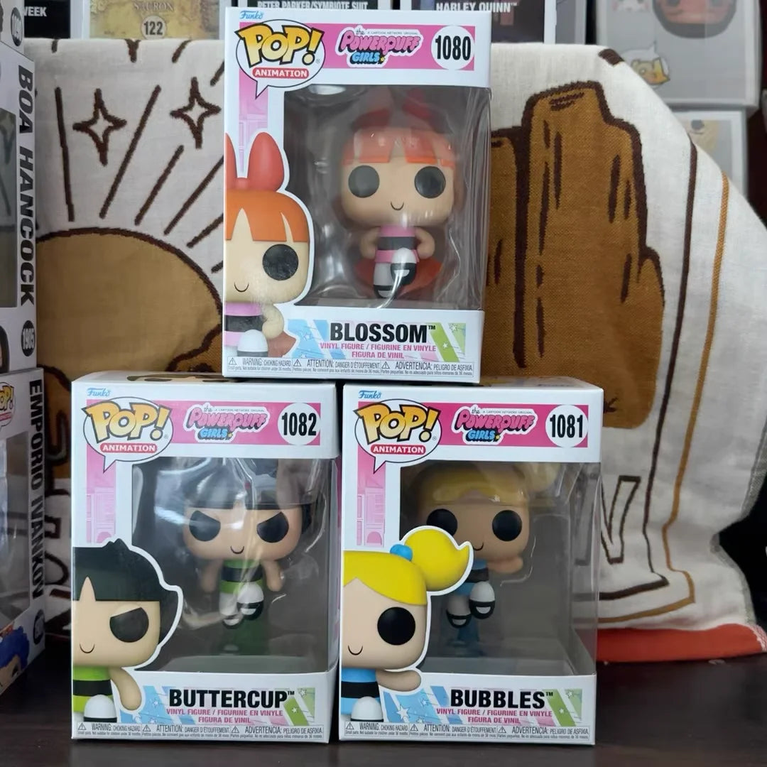 The Powerpuff Girls Figures Blossom Bubbles Buttercup #1080 1081 1082Funko Pop Vinyl Figure Collectible Limited Edition Toy Gift