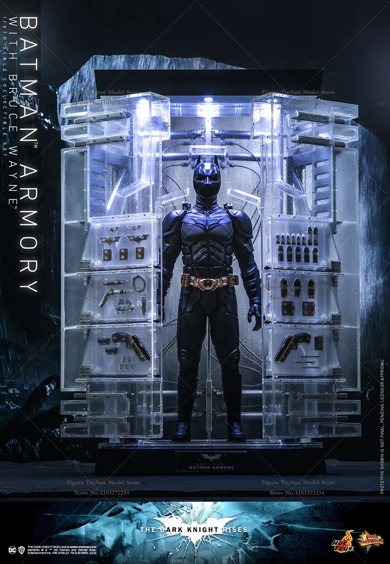 HOTTOYS HT MMS702 1/6 Batman Armory With Bruce Wane Action Figure Transparent Display Platform Decoration 12" Full Set Soldier