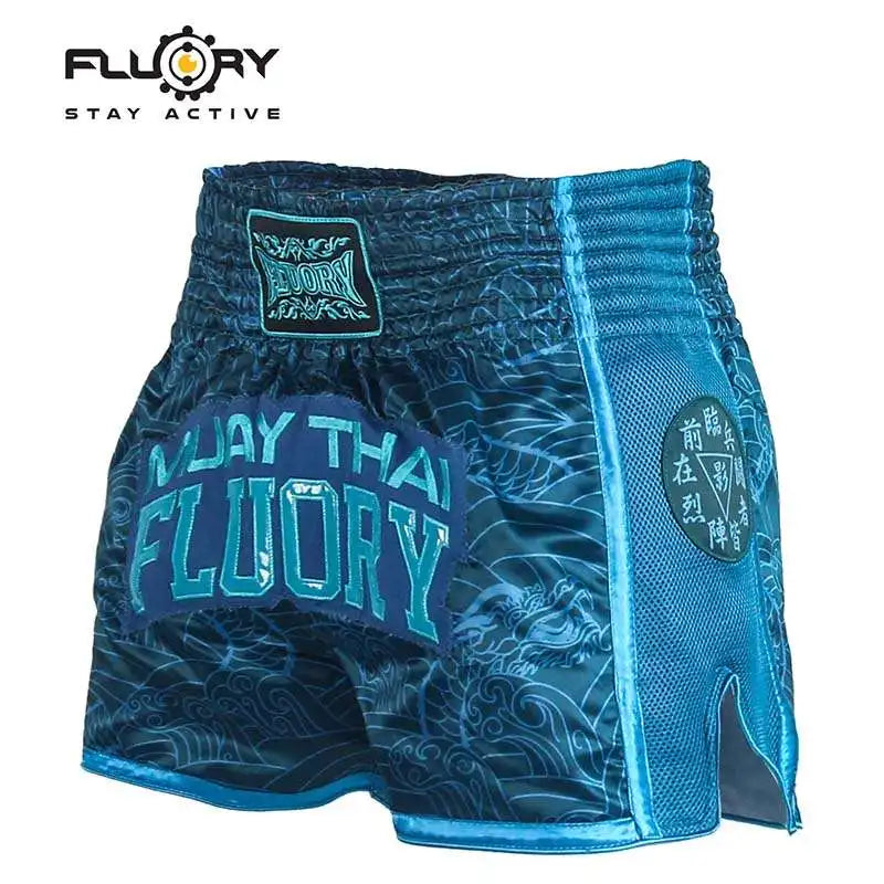 FLUORY Style Muay Thai Shorts Print Free Combat Mixed Martial Arts Boxing Training Match Pants Leisure Style