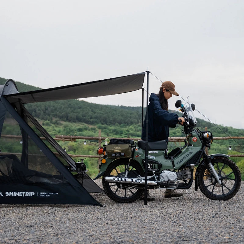 ShineTrip A491 Lightweight Double Camp Tunnel Tent Portable Large Space Multifunctional Sunscreen Oxford Motorcycle Travel Tent