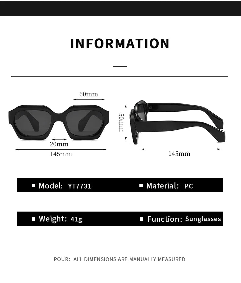 Fashion Square Sunglasses New Woman Luxury Brand Small Rectangle Sun Glasses Female Gradient Eyewear UV400 Oculos De Sol