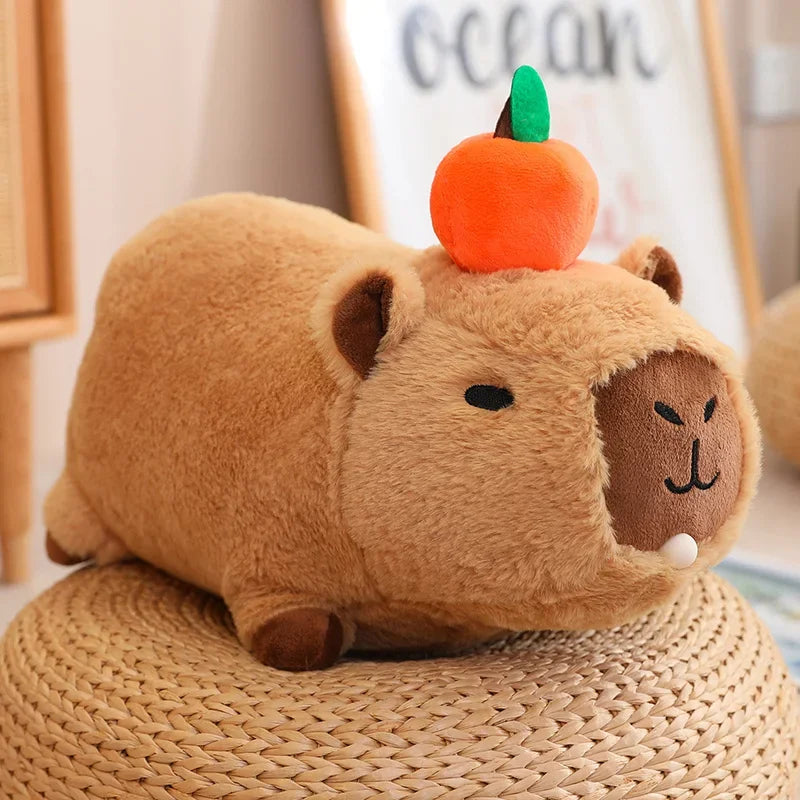 Strawberry Hat Capybara Plush Toy Simulation Turtle Backpack Capibara Stuffed Animals Papa Hand Circle Ring Small size Pendant