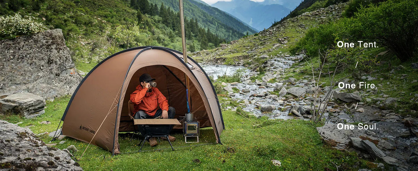 OneTigris Coco Nest Solo Dome Tent with Stove Jack 3000mm Waterproof Camping Hot Tent with Mesh Inner for Bushcraft Glamping