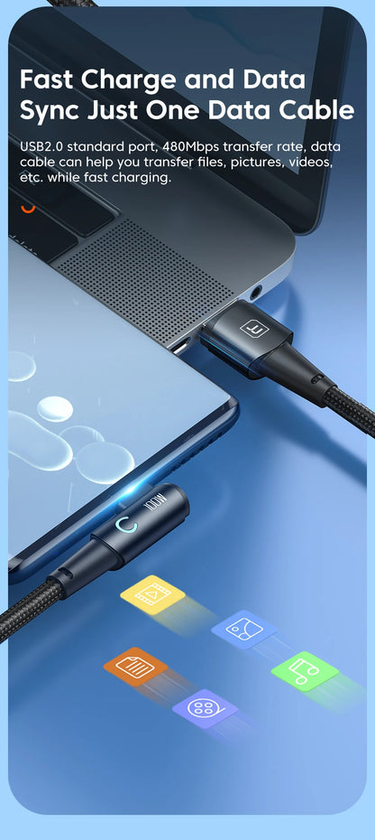 Toocki 6A USB C Cable 90 Degree For OPPO 100W Fast Charging Cord For Honor Huawei Oneplus Realme Charger Data Wire