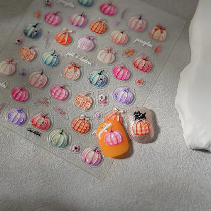 2/1Pcs Pumkin Spider Web Nail Stickers Halloween Ghost Nail Art Decals Adhesive Gel Decals Sliders Tattoo Manicure Decorations