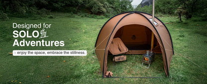 OneTigris Coco Nest Solo Dome Tent with Stove Jack 3000mm Waterproof Camping Hot Tent with Mesh Inner for Bushcraft Glamping