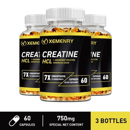 Creatine HCl Capsules - Pre-workout Creatine To Help Build Muscle, Cognitive Function, Muscle Strength and Energy Production