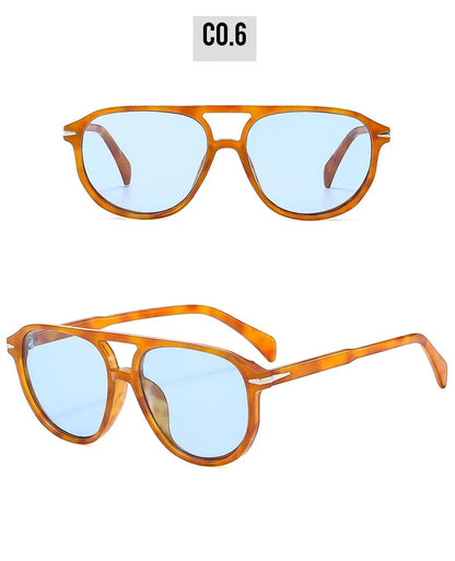 SO&EI Retro Double Bridges Pilot Men Rivets Sunglasses Fashion Brand Designer Women Luxury Sun Glasses Blue Orange Shades UV400