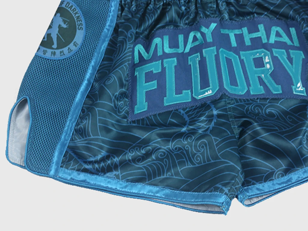 FLUORY Style Muay Thai Shorts Print Free Combat Mixed Martial Arts Boxing Training Match Pants Leisure Style