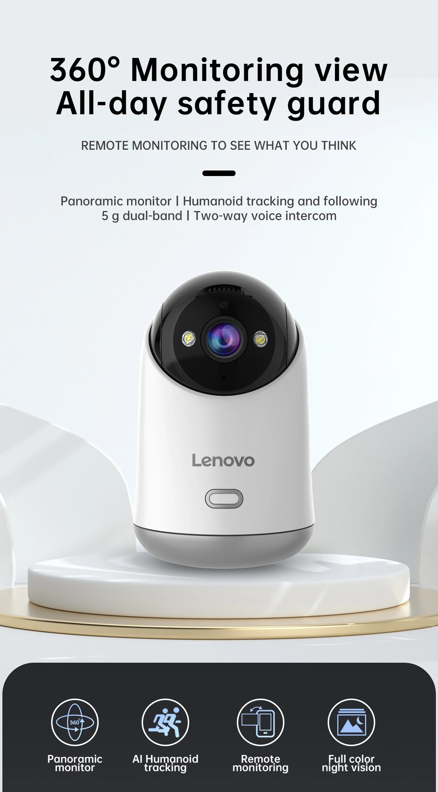 Lenovo 3MP HD WiFi Camera Smart Home Indoor IP Surveillance Camera Auto Tracking Security CCTV Surveillance Smart Baby Monitor