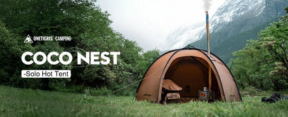 OneTigris Coco Nest Solo Dome Tent with Stove Jack 3000mm Waterproof Camping Hot Tent with Mesh Inner for Bushcraft Glamping