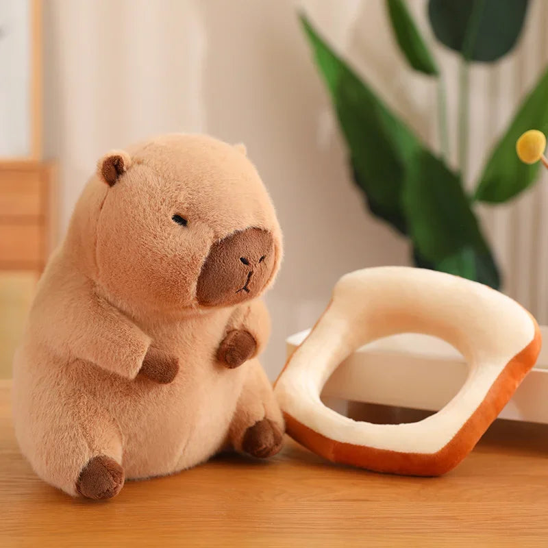 Strawberry Hat Capybara Plush Toy Simulation Turtle Backpack Capibara Stuffed Animals Papa Hand Circle Ring Small size Pendant