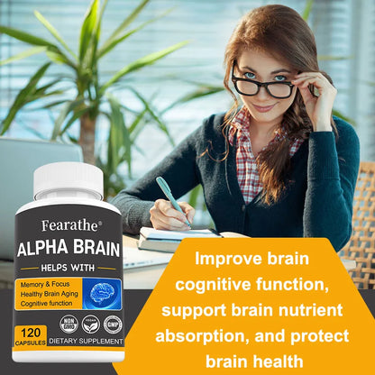Alpha Brain Nootropics Brain Supplement for Men and Women - Memory, Mental Clarity & Cognition with Vitamin B6, Focus Capsules