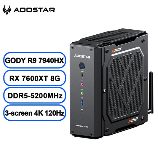 AOOSTAR GODY Mini PC AMD Ryzen 9 7940HX CPU+AMD Radeon RX 7600XT WiFi 7 Graphics High Performance Gaming Desktop Computer