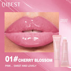 QIBEST Watery Crystal Clear Jelly Lip Oil Lip Balm Moisturizing Smoothing Lip Lines Jelly Pout Lip Gloss Glass Tinted Lip Glaze
