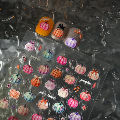 2/1Pcs Pumkin Spider Web Nail Stickers Halloween Ghost Nail Art Decals Adhesive Gel Decals Sliders Tattoo Manicure Decorations