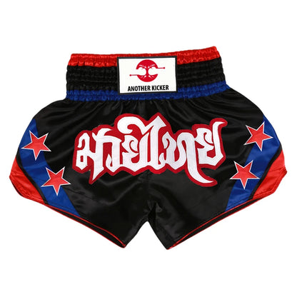 Muay Thai Shorts Black Boxing Shorts Men Women Child Satin Martial Arts MMA Clothing Gym Cage Fight Grappling Kickboxing Pants