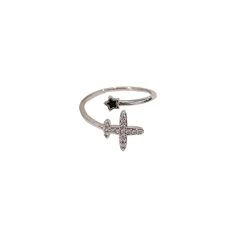 New Trendy Two-color Black Heart Rings For Women Minimalist Aesthetic Drop Of Oil Open Rings Female Metal Punk Party Jewelry
