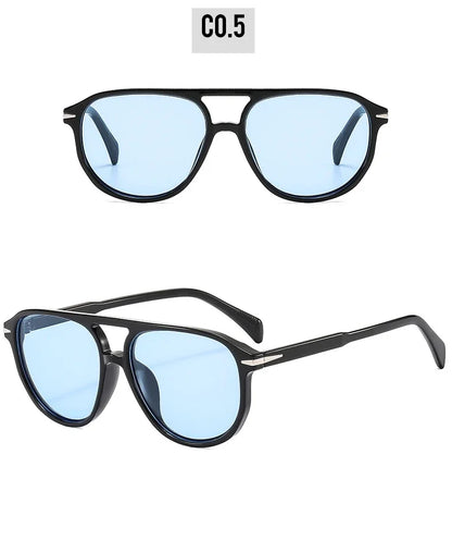 SO&EI Retro Double Bridges Pilot Men Rivets Sunglasses Fashion Brand Designer Women Luxury Sun Glasses Blue Orange Shades UV400