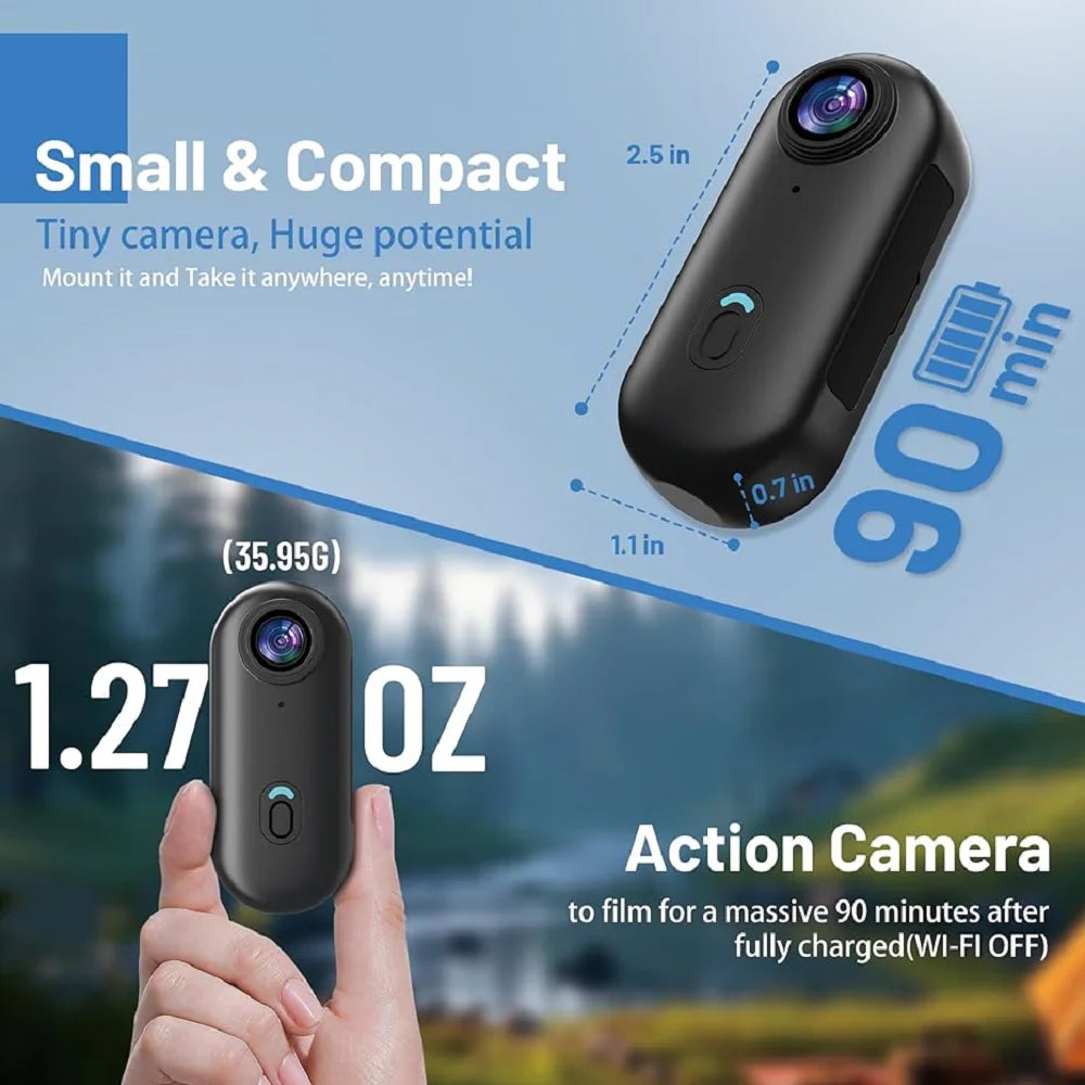 Magnetic POV 4K Ultra Mini Action Cam Wireless WiFi Wearable Camera YouTube Influencers Pocket Vlog Recorder HD  Travel Bodycam