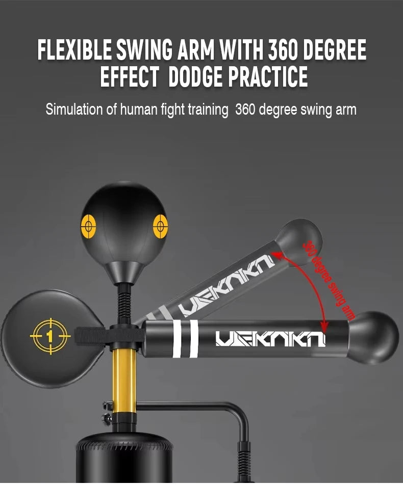 360° Boxing Speed Trainer Punching Bag Spinning Bar Training Boxing Ball With Reflex Bar Adjustable Two Ballsversatile Workouts