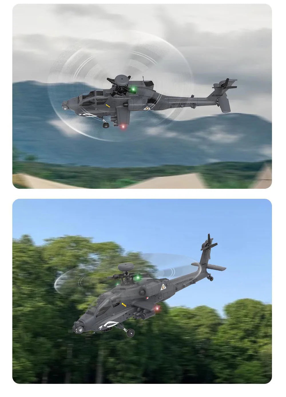 Yuxiang F11s 1:32 Apache Armed Remote-Controlled Helicopter Novice Entry-Level Intelligent Version Multifunctional Aircraft