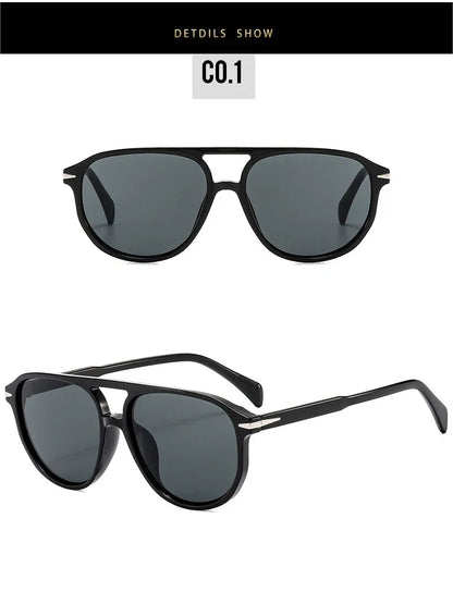 SO&EI Retro Double Bridges Pilot Men Rivets Sunglasses Fashion Brand Designer Women Luxury Sun Glasses Blue Orange Shades UV400