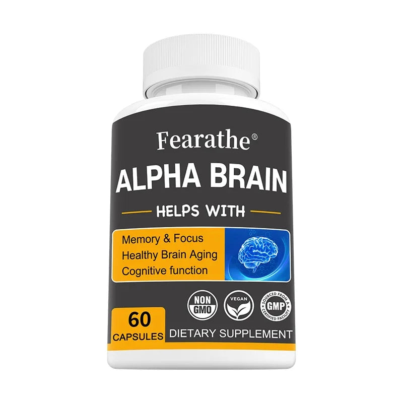 Alpha Brain Nootropics Brain Supplement for Men and Women - Memory, Mental Clarity & Cognition with Vitamin B6, Focus Capsules