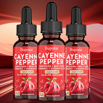 60ml Cayenne Pepper Drops - Heart Health, Immunity, Improves Digestion - Gluten-free, Non-GMO