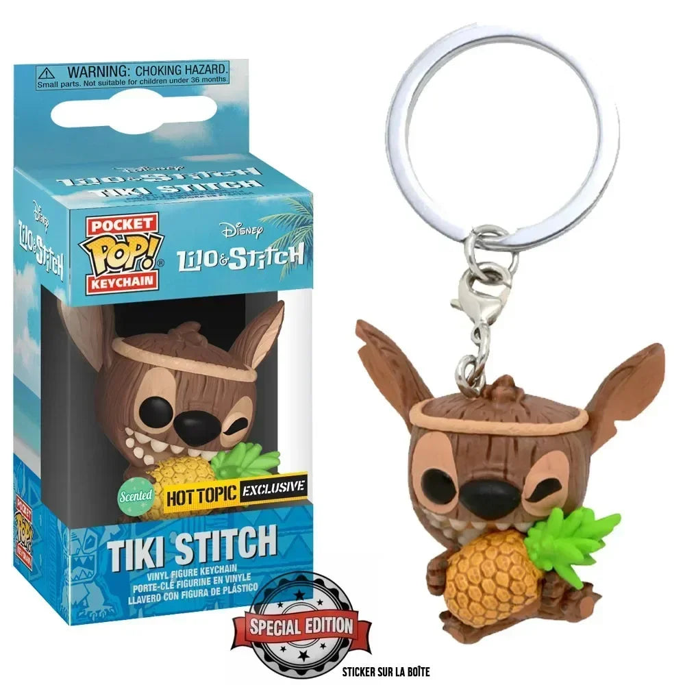 FUNKO POP Disney HULA STITCH ELVIS SLEEPING STITCH IN BATHTUB Summer STITCH Keychain Toy TIKI STITCH LILO SCRUMP Keyring Toys