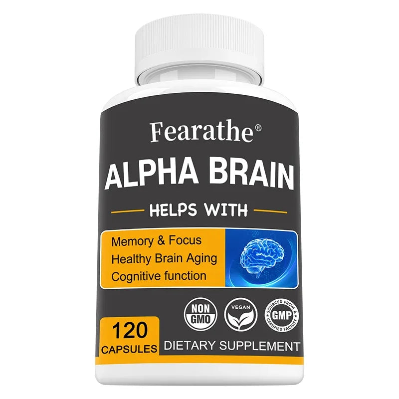 Alpha Brain Nootropics Brain Supplement for Men and Women - Memory, Mental Clarity & Cognition with Vitamin B6, Focus Capsules