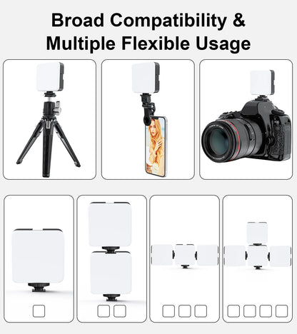 Led Light Clip-on Selfie Light Three Lighting Modes 10 Level Brightness WEYLLAN M-88 Rechargeable Light for Camera Tripod Phone